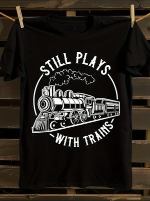 STILL PLAYS with TRAINS 180g Heavyweight 100% Cotton T-shirt