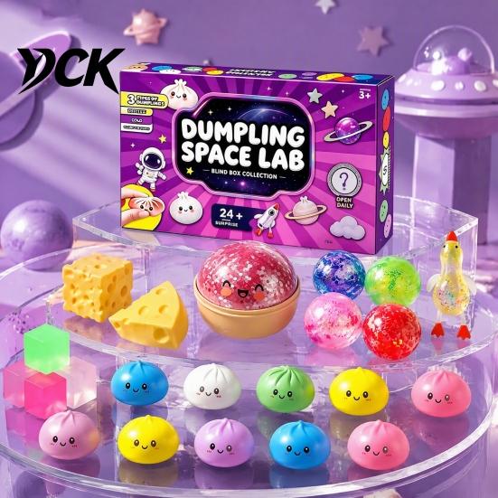 Holiday Countdown Surprise Gifts Squeeze Toys Advent Calendar, Soft Bun Sensory Fidget Toys, Christmas Stocking Stress Relieving for Office
