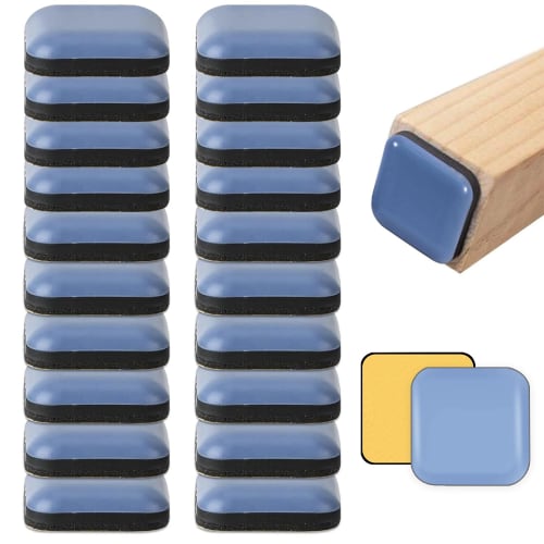 

20-Pack Furniture Sliders, Stool Feet Floor Furniture Mute Pads for Tables and Chairs, Anti-Scratch, Anti-Noise, Adhesive (Blue, 20mm Square)