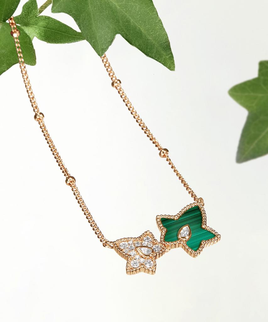 Lola Rose Ivy Malachite Bead Cubic Double Pendant Necklace