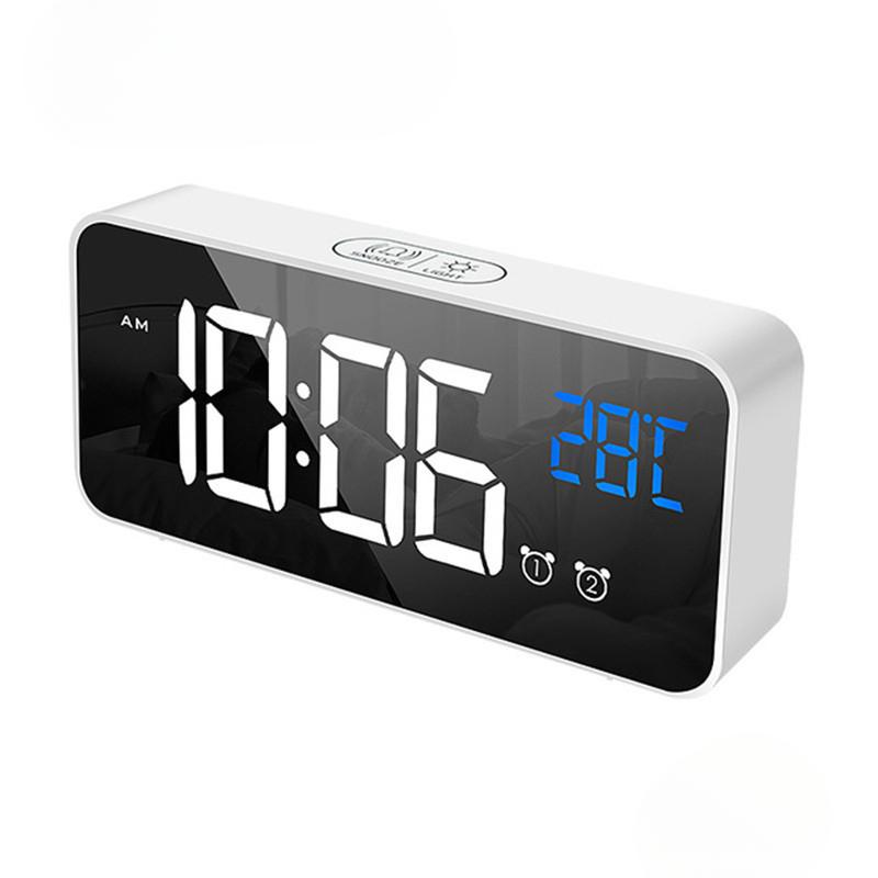 

Charging Mirror LED Music Clock Large Word Digital Clock Alarm Clocks Snooze with Music Adjustable Sound