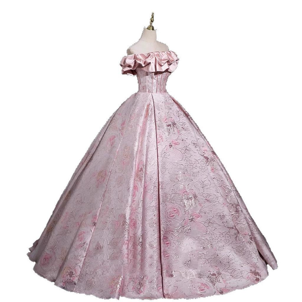 Schulter rosa 18-jähriges Bar-Mizwa-Abendkleid Student Abschlusskleid High School Gastgeber Kunstprüfung Prinzessinnenkleid