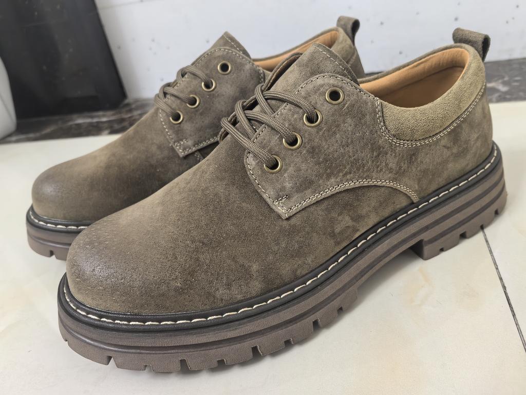 Fashion Men's Classic Retro Work Shoes Thick Sole Suede Genuine Leather Mens British Style Lace-up Casual Shoes Men