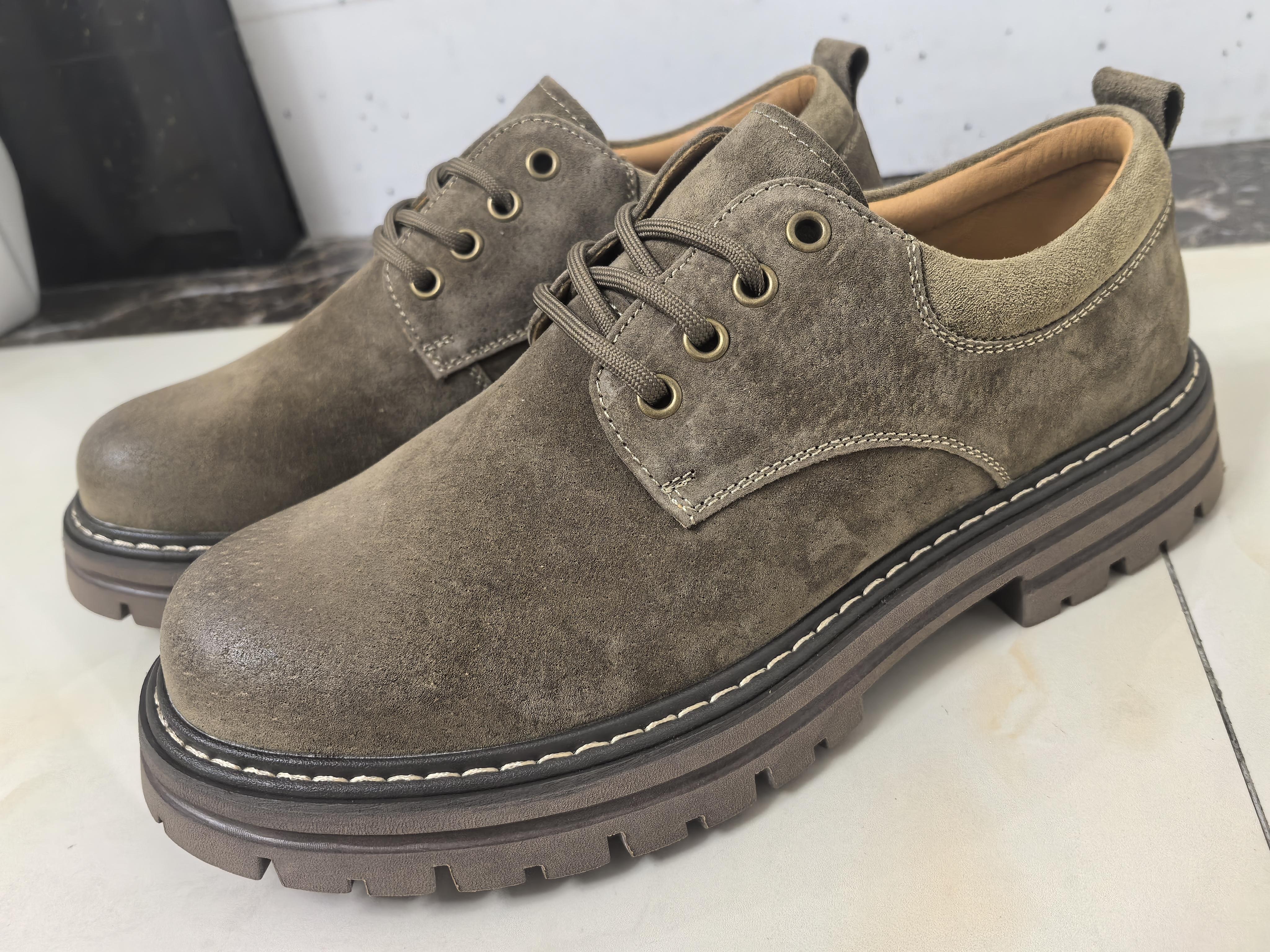 

Мужские классические ретро рабочие туфли толстая подошва замша натуральная кожа мужские в британском стиле шнуровка повседневные туфли мужские 38 (US 6) хаки