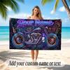 Motorcycle Biker Theme Quick Dry Beach Towel Custom Name Text Print Large Sand Resistant Towel Beach Vacation