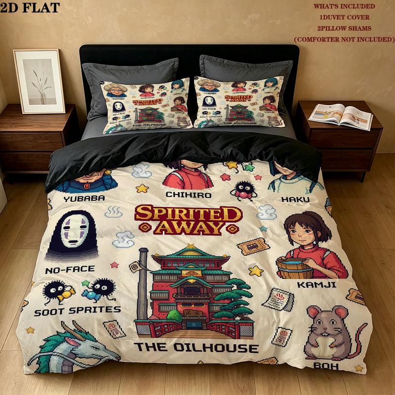 Away Pattern Bedding Quilt Set Quilt Cover Pillowcase Home Birthday Gift(1 * duvet cover + 2 * pillowcase, without core)