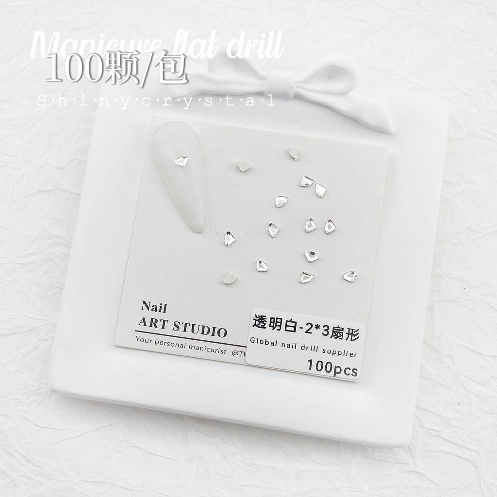 Nail Art White Flat Bottom Special-Shaped Diamond Size Mini Water Drop Love Square Transparent Diamond Jewelry White Rectangular Diamond