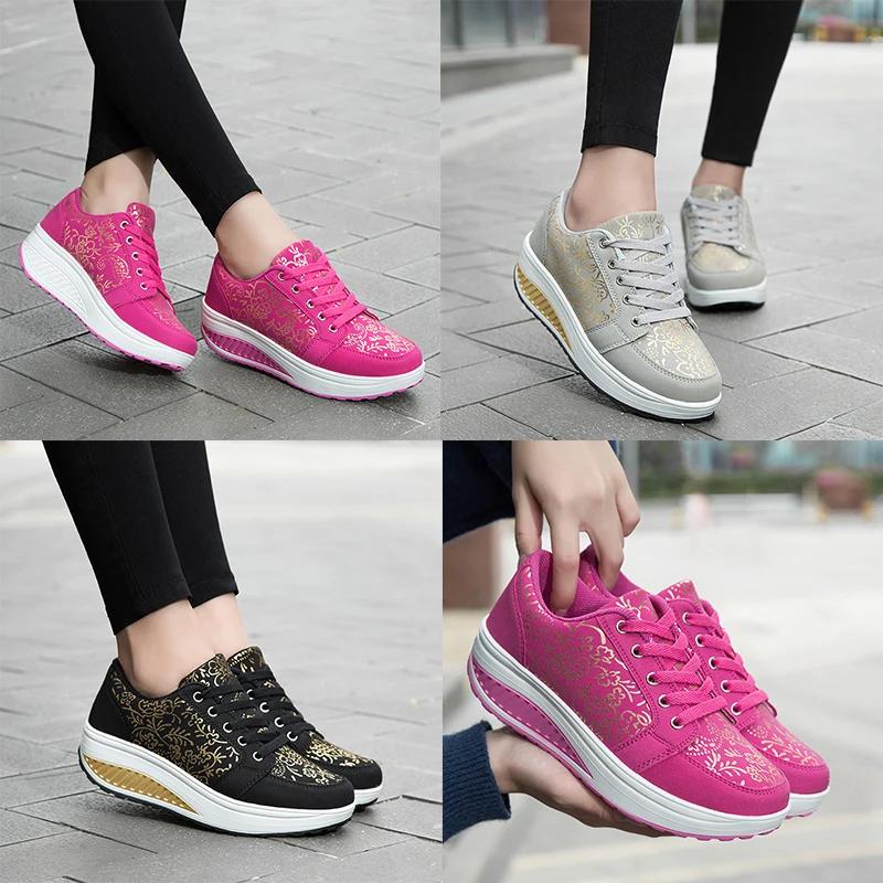 Andningsbara och Halkfria Lätta Damsportskor Svarta Tjocksulade Promenadskor Vår och Sommar Löpning och Fitness