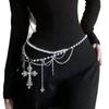 Edgy Kruis Ontwerp Parels Ketting Tailleketting Voor Punk Rock Concerten En Casual Streetwear