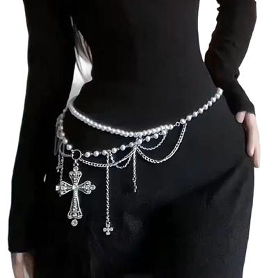 Kante Kreuze Design Perlen Kette Taillenkette Für Punk Rock Konzerte Und Lässige Streetwear