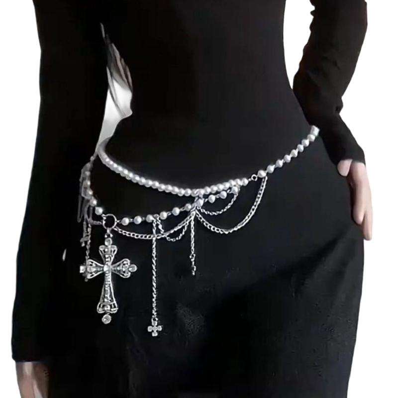

Adjustable Gothic Waist Chain With Crosses Pendant For Punk Fashion And Festival Outfits 1
