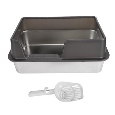 Stainless Steel Litter Box High Sides Anti Splashing Easy To Clean Enclosed Cat Litter Box for