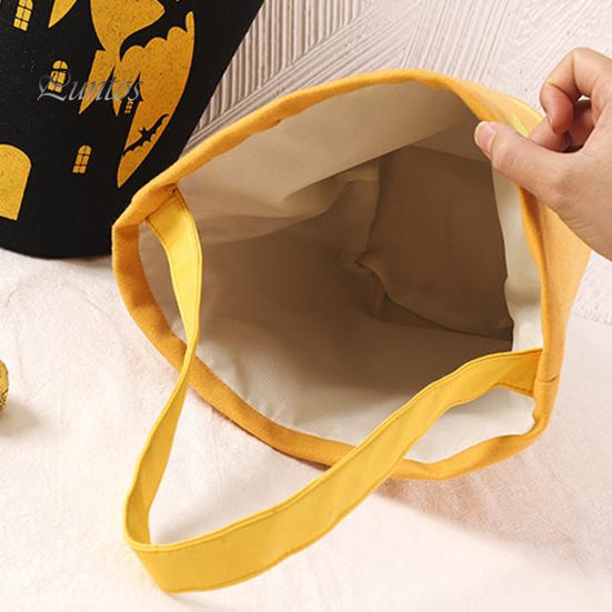 Saco de doces de Halloween em forma de morcego Impressão assustadora Grande capacidade Cor de contraste Festivo 3D Efeito visual Cesta de doces de Halloween