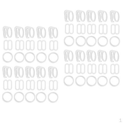 20 Sets Nylon Bra Strap Adjuster Slider / Hook O Craft White
