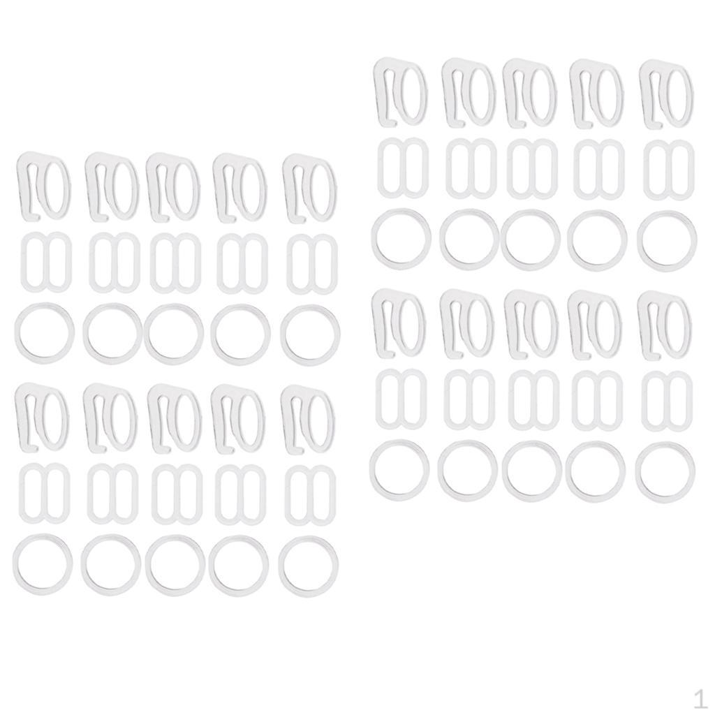 20 Sets Nylon Bra Strap Adjuster Slider / Hook O Craft White