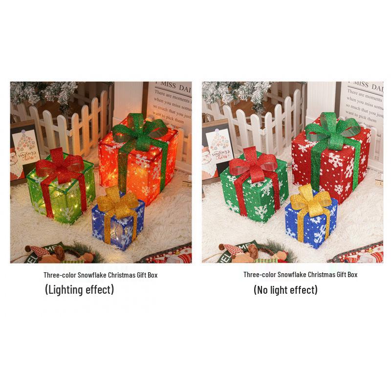 Cross-Border Christmas Luminous Gift Box Set: Outdoor Decorative Lights for Courtyard & Mall Display