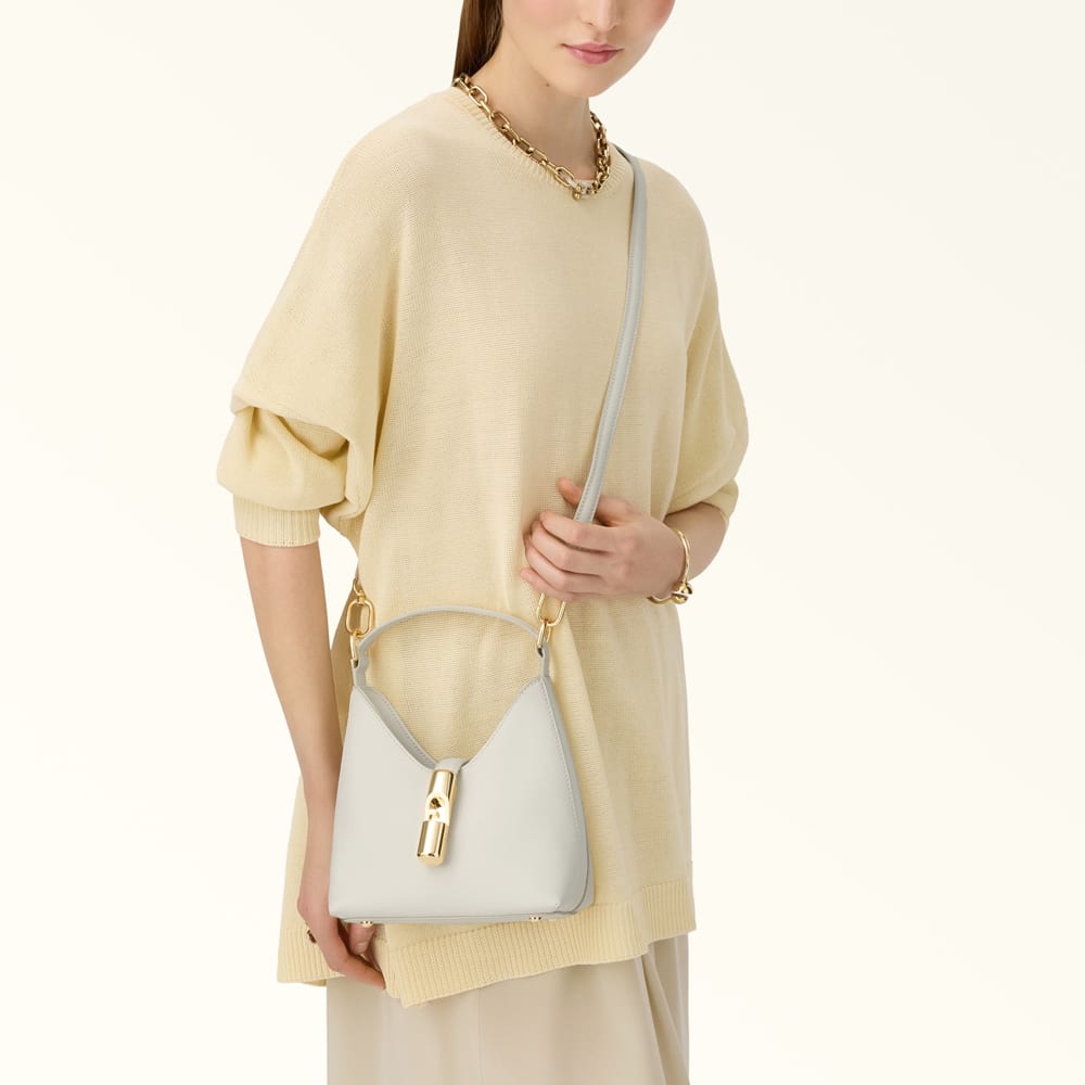 Furla Cow Leather Hobo Bag Handbag Mini Women's White WE00876-ARE000-PNNOO