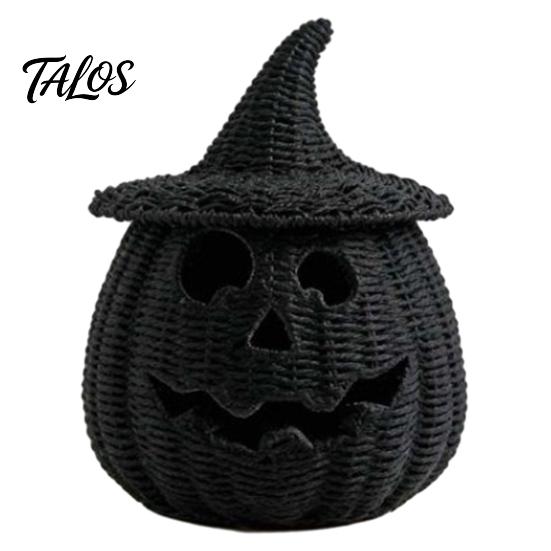 LED Lantaarn voor Herfst Handgeweven Pompoenmand met Heksenhoed Deksel, Rustieke Vlechtwerk Trick Herfst Binnen Decoratie of Traktatiemand Buiten Halloween Feest