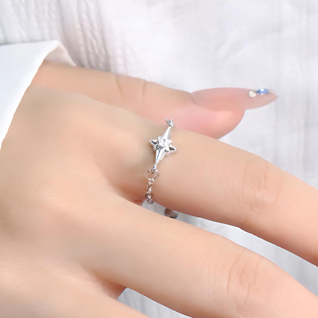 VENTFILLE   CopperBlack Zircon Wheat Ears Leaf Ring for Women Girl Gift Double Layer Simple Jewelry Dropshipping