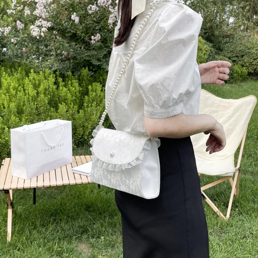 

Сумка через плечо из искусственной кожи в стиле ретро с жемчугом и жемчужной цепочкой, женская маленькая квадратная сумка через плечо для женщин