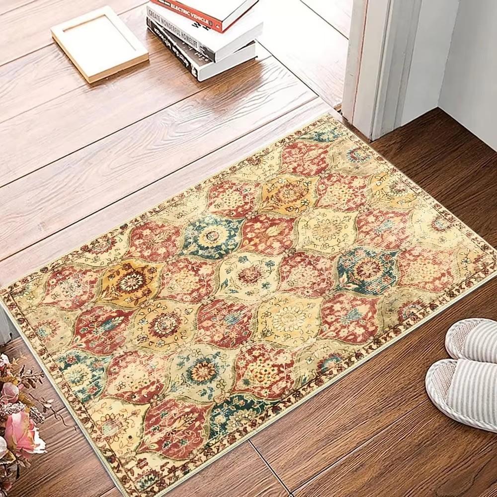 Covor de Flanelă BOHO Persan Vintage Preș pentru Ușa de Intrare Covor pentru Hol Covor Mic Antiderapant Lavabil Rezistent la Murdărie Decor pentru Casă