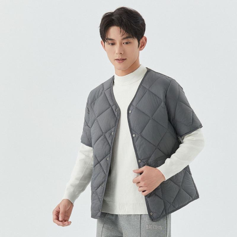 New winter men's short-sleeved double-sided light and thin warm home cotton-padded clothes men's cotton-padded clothes top 2455