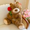 Gift bear plush toy doll holding rose bear doll teddy rag doll children holding pillow