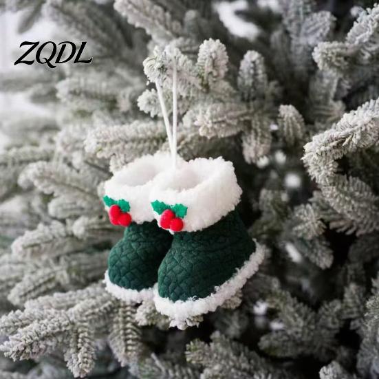 Holiday Stocking Gift Tag Soft Plush Christmas Boot Ornament, Decorative Knitted Tree Hanging Ornament Pendant for Xmas Tree, Party Decor Kids Sock