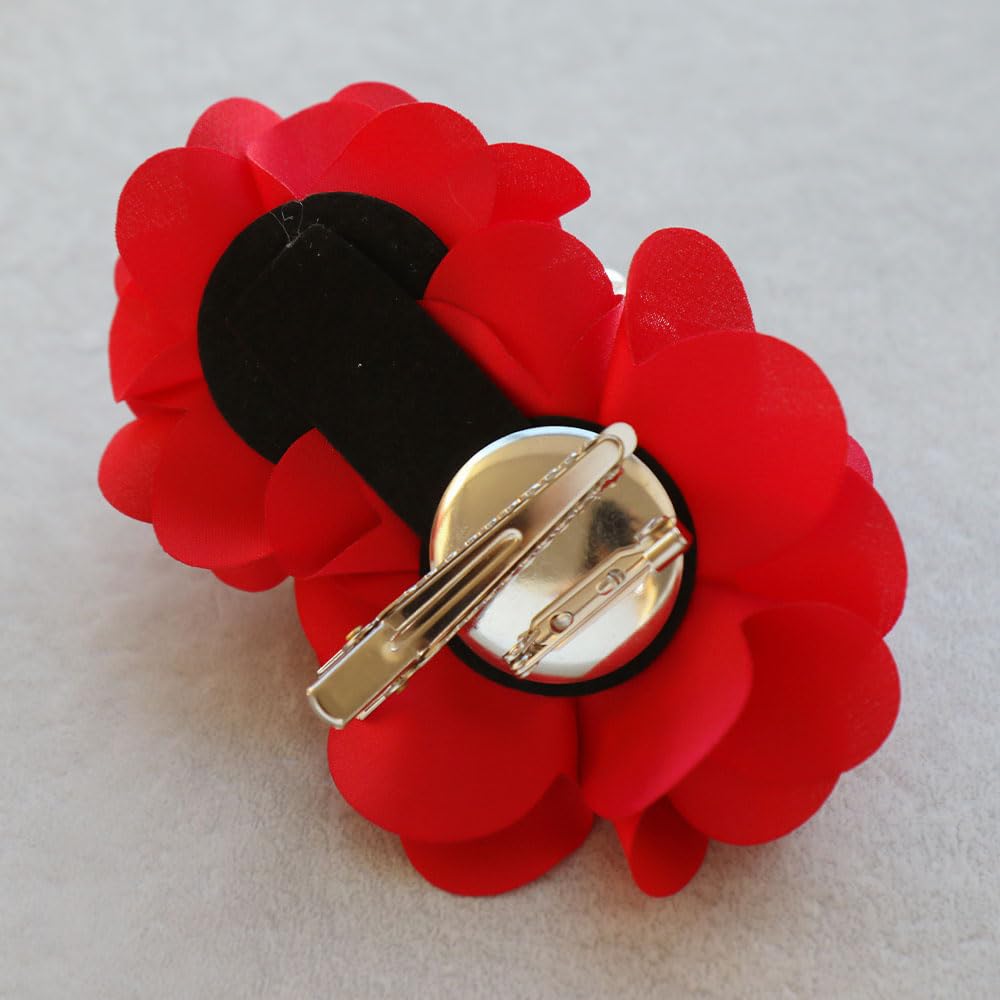 JewelVOX Korsagenblume Perlenstein mit Clip Doppelte 3D-Blume Party Groß Formell Stilvoll Rosa [JewelVOX]