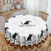 1 Halloween Orange And Black Tablecloth 60 Inches - Spider Web, Black Cat Pattern, Suitable For Long And Round Tables