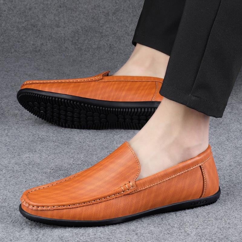 Men's Big Size Leather Casual Shoes Spring Autumn Summer Men Loafer Shoes Male Driving Shoes Soft All-match Cowhide Breathable