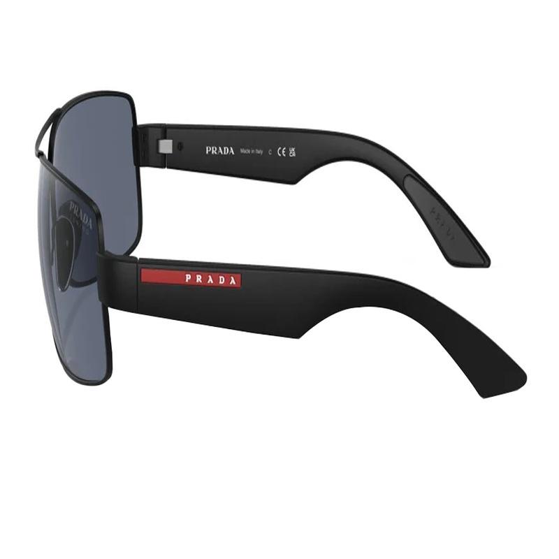 Prada Temple Logo Metallic Nylon Pilot Style Sunglasses Unisex Couple Style Black