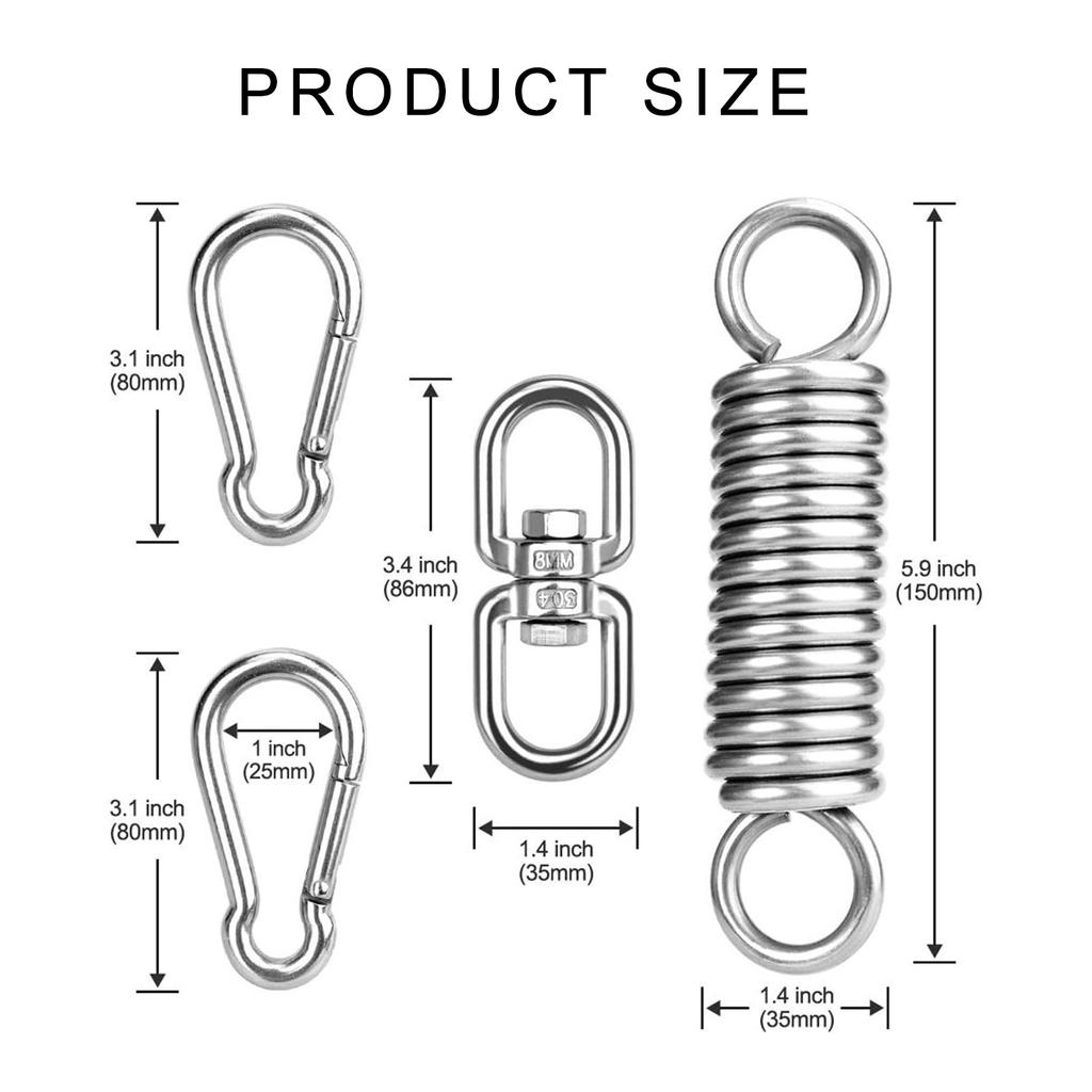 Heavy Type Spring Stainless Steel Hanging Spring 360 Degree Rotating Spring for Outdoor Swing Accessories