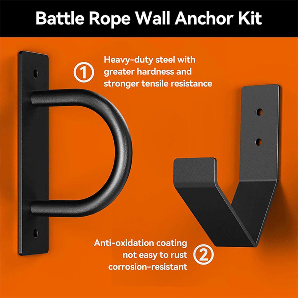 Multipurpose Battle Rope Wall Mount Kit With Anchor And Storage Hook For Home Gym Organization And Space Saving