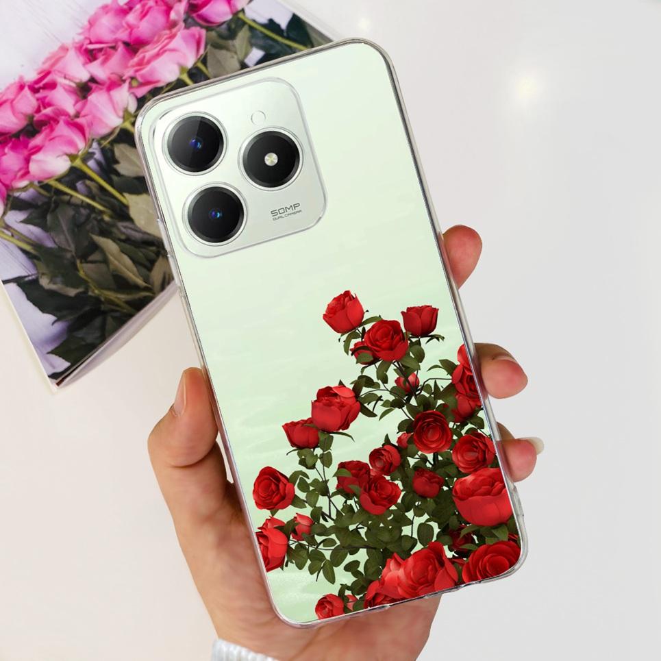 Voor Realme C63 C61 Narzo N61 N63 Hoesje Bloemen Vlinder Dames Mode Achterkant Transparant Zacht Slank Siliconen Bumper Shell