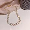 Korean Pearl Studded Diamond Necklace Woven Pearl Necklace