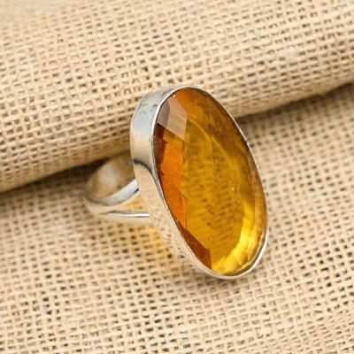Medový topaz Drahokam Ručně vyrobený Prsten z masivního stříbra 925 Šperk pro ni