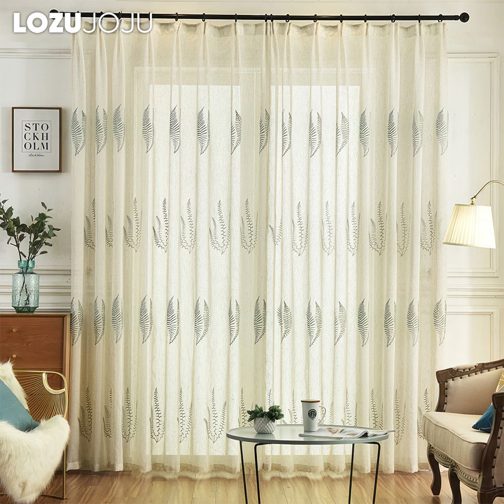 1 STÜCK LOZUJOJU Modischer und vielseitiger Retro-Licht-Luxus-gestickter, halbtransparenter, durchsichtiger Vorhang für Wohnzimmer, Schlafzimmer, Heimdekoration