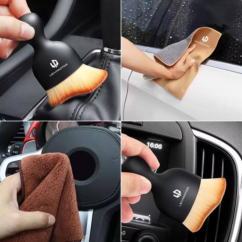 Suede Leather Car Wash Towel Clean Rag For Leapmotor T03 S01 C11 C01 C10 Leap Motor Car Interior Cleaning Brush Tools Accessorie