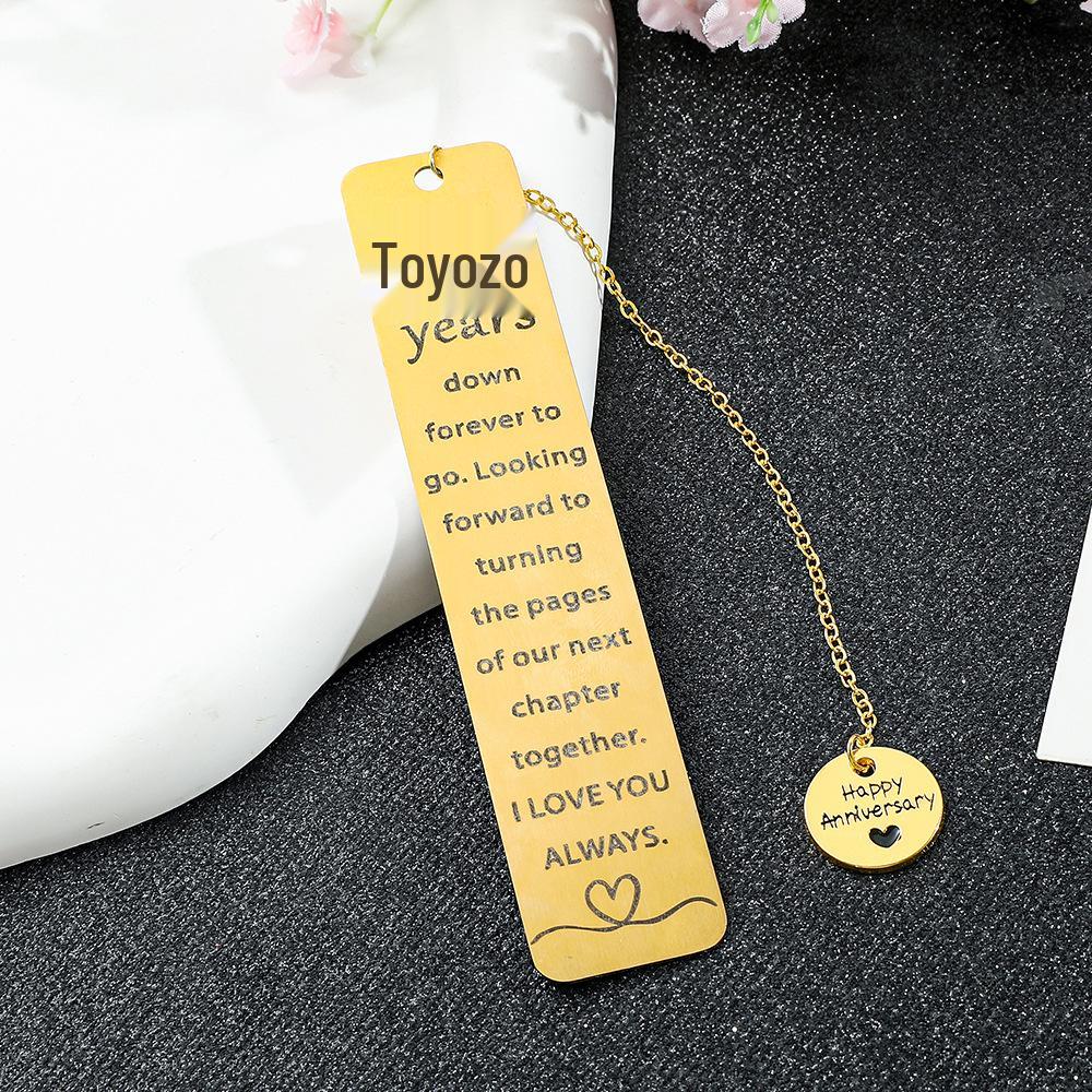 Exquisite Engraved Gold Stainless Steel Bookmark - Perfect for Book Lovers & Anniversaries