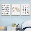 Kinderzimmer Wandkunst Pädagogisches Gemälde Dekoratives Bild ABC Poster Alphabet Nummer Poster und Drucke Regenbogen Leinwanddruck Baby