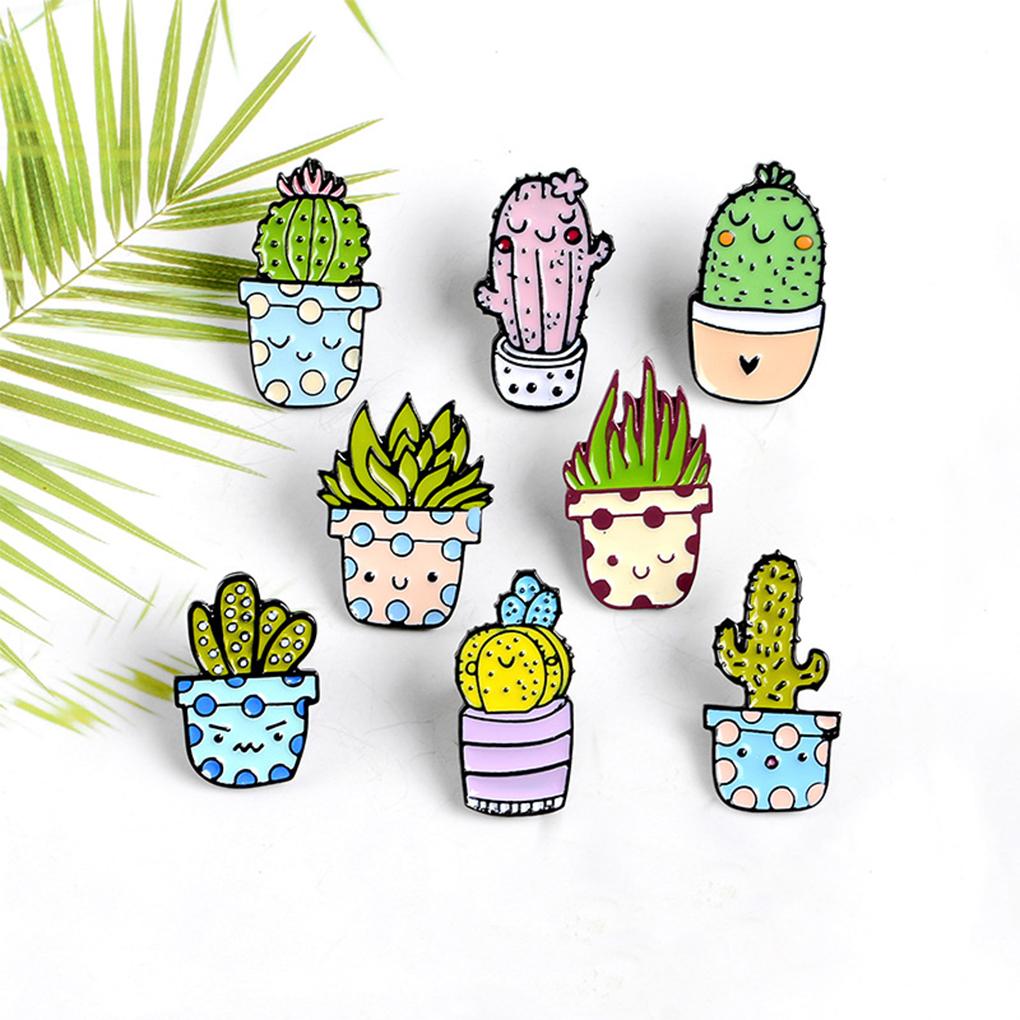 Anstecknadeln Cartoon Pflanzen Pins Kaktus Jungen Topf Mädchen Revers Zubehör Schmuck Emaille für Kleidung Pullover DIY Basteln