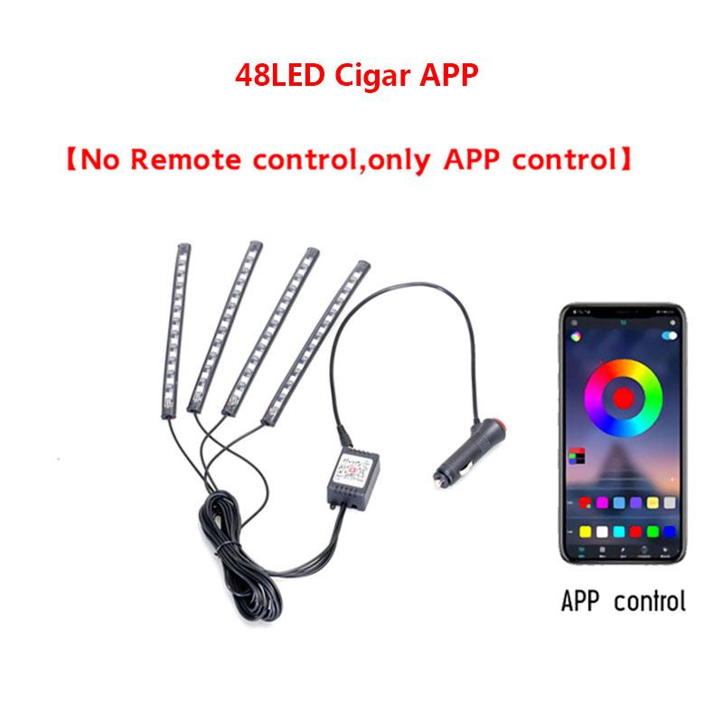 LED-Auto-Fuß-Umgebungslicht mit USB-Neon-Stimmungsbeleuchtung, Hintergrundbeleuchtung, Musiksteuerung, App, RGB, dekorative Atmosphäre im Auto-Innenraum