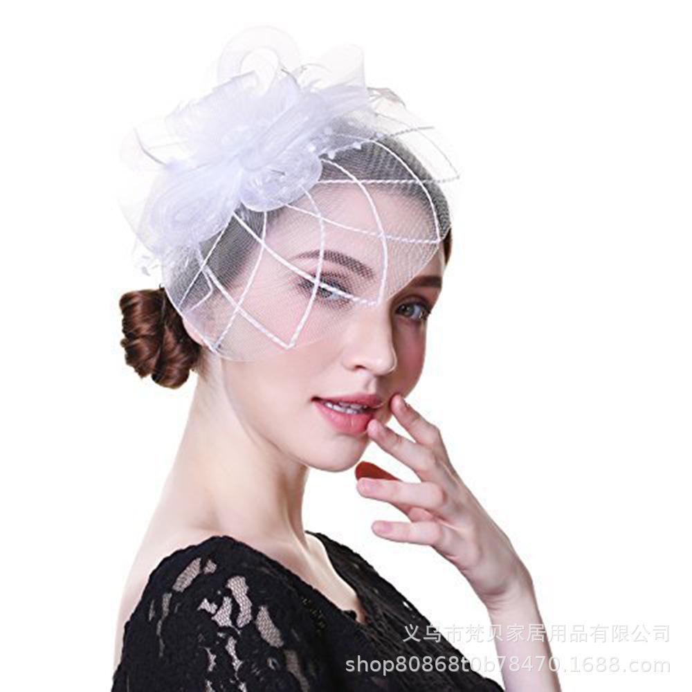 Custom Bridal Headgear Mesh Hairpin Hair Accessories Retro Top Hat Headband Top Hat Wedding