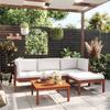 VidaXL Garden Lounge Set 5 Pieces with Cushions, Cream Acacia Wood and Rope 3057879
