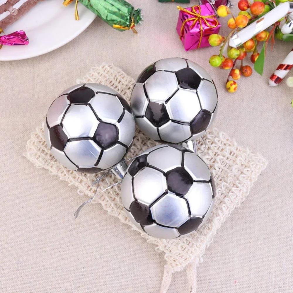 6 Stück/Karton Weihnachtsbaumschmuck Kugel Kunststoff Weihnachten Baumschmuck Sport Thema Basketball Fußball Party Weihnachtsbaum Dekoration