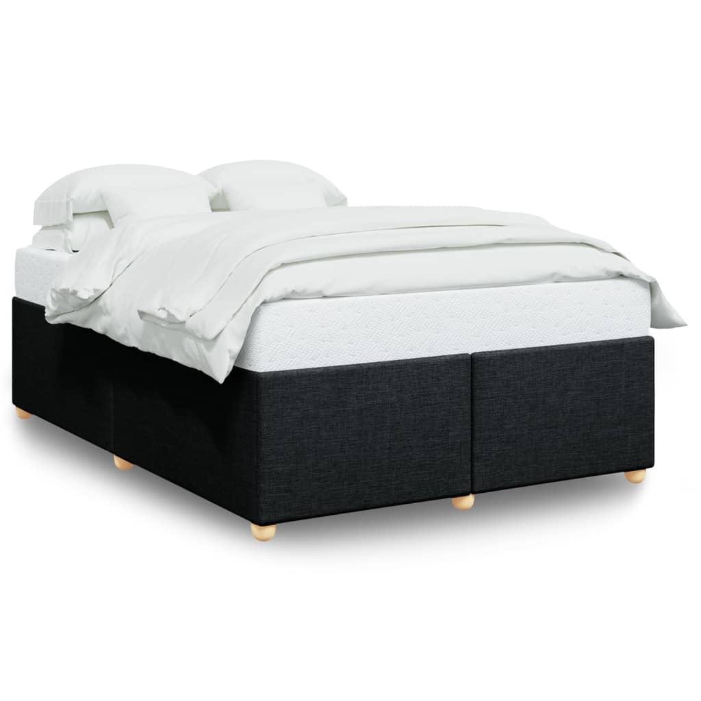 Bed Frame Without Mattress Black 140 X 190 Cm Fabric