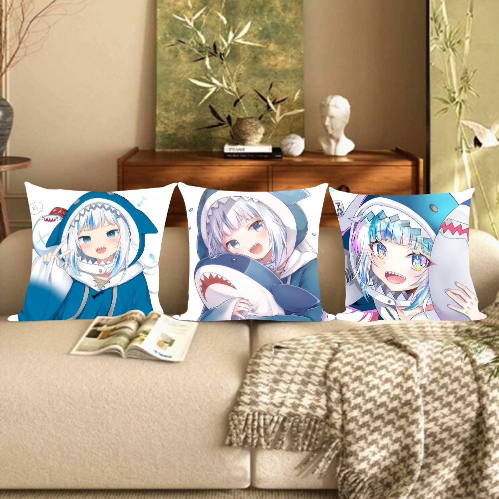 Anime Gawr cute Gura  Pillow Anime Pillow Sofa Bed Head Pillow Cover Cushion Cover Fashion