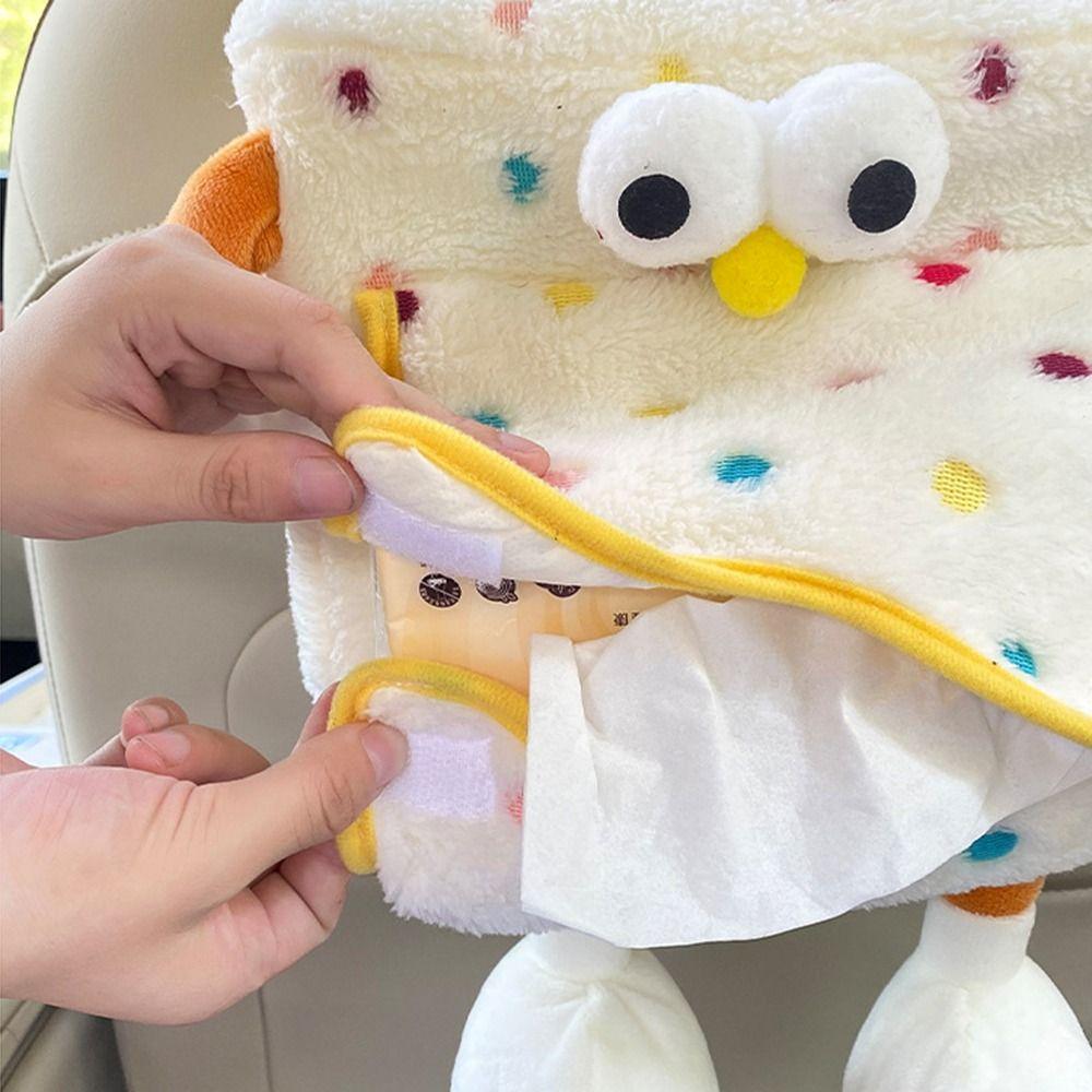 Plush Vehicle Trash Bin Cartoon Auto Seat Back Storage Bag  Car Interior Accessories