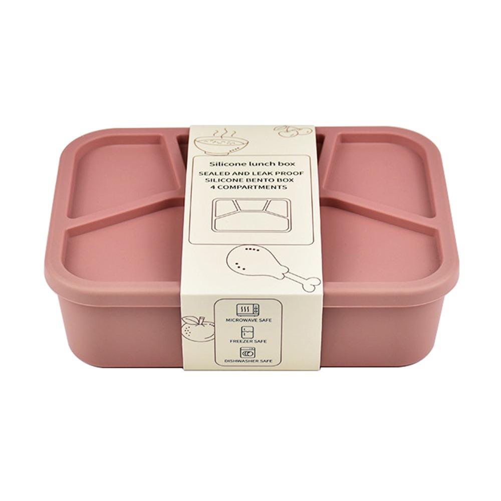 Temperaturbeständige Silikon-Lunchbox Auslaufsicher 4 Fächer Essensbox Tragbar Verdickt Lebensmittelaufbewahrungsbox Büro